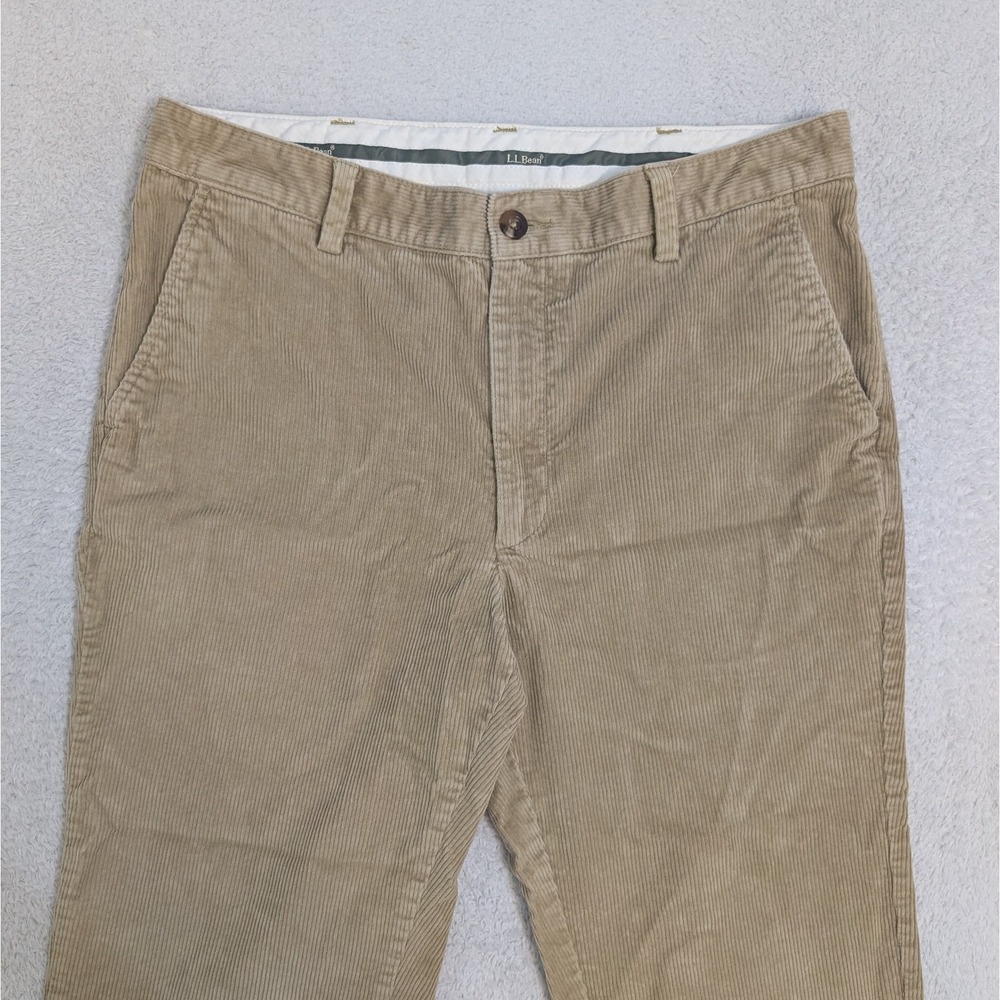 LL Bean Classic Fit‎ Straight Corduroy Pants Mens 35x29 Brown Zip